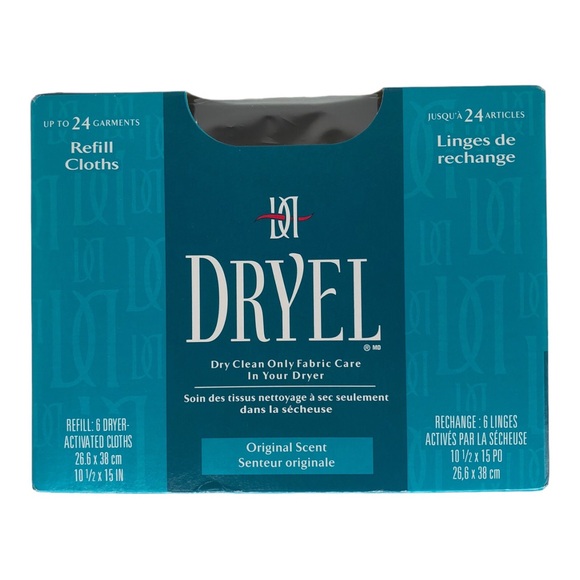 🆕 DRYEL 6 Dryer Activated Refill Cloths Original Scent DRY CLEAN AT HOME - Picture 5 of 5